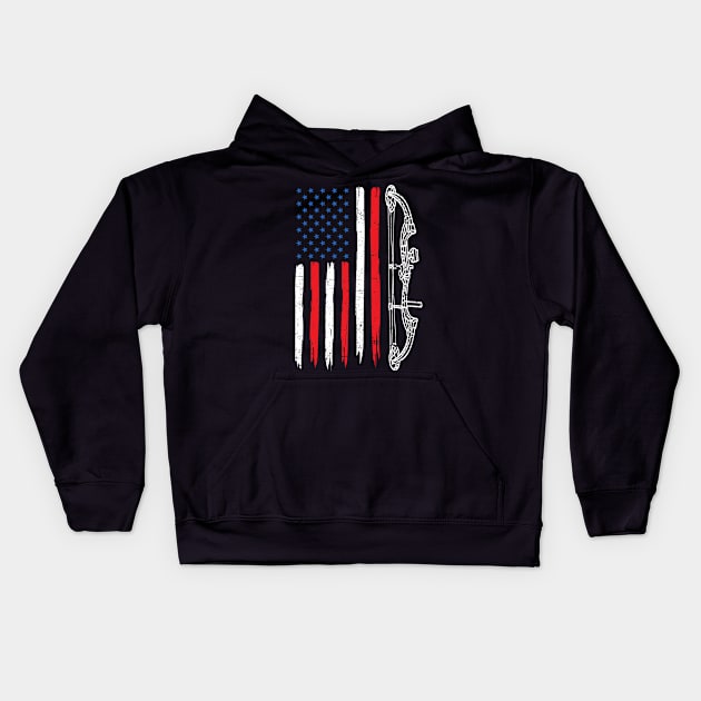 Archery American Flag Kids Hoodie by Quotes NK Tees